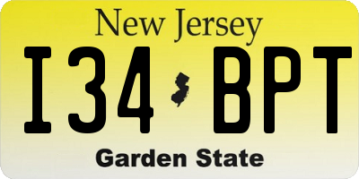 NJ license plate I34BPT