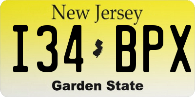 NJ license plate I34BPX