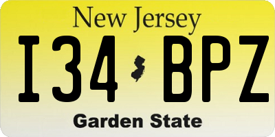 NJ license plate I34BPZ