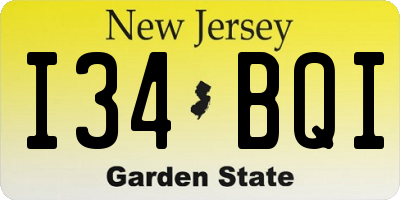 NJ license plate I34BQI