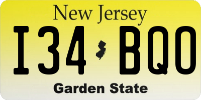 NJ license plate I34BQO