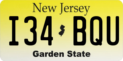 NJ license plate I34BQU