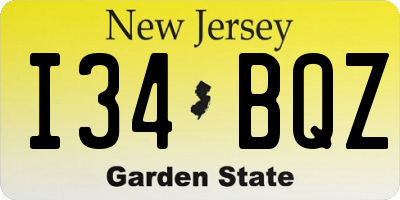 NJ license plate I34BQZ