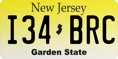 NJ license plate I34BRC