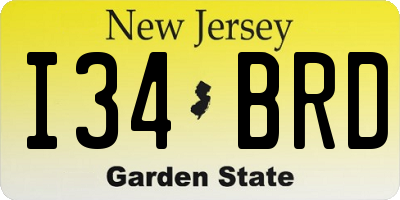 NJ license plate I34BRD