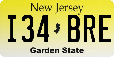 NJ license plate I34BRE