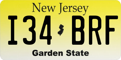 NJ license plate I34BRF