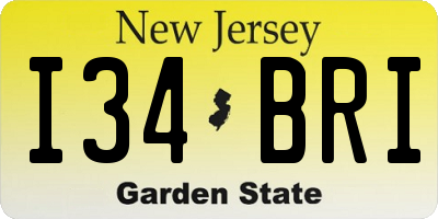 NJ license plate I34BRI