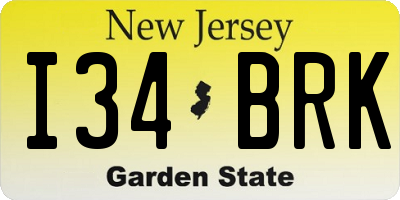 NJ license plate I34BRK