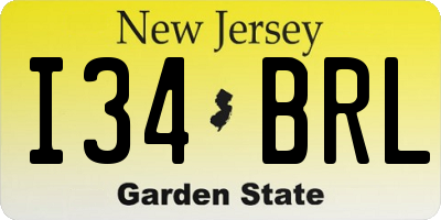 NJ license plate I34BRL