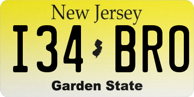 NJ license plate I34BRO