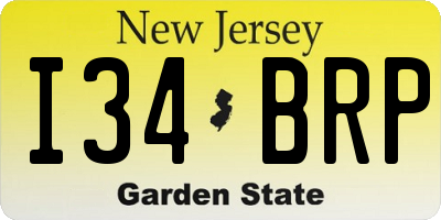 NJ license plate I34BRP