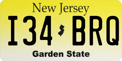 NJ license plate I34BRQ
