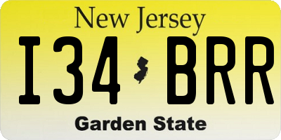 NJ license plate I34BRR