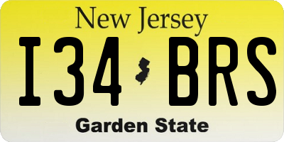 NJ license plate I34BRS