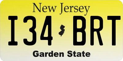 NJ license plate I34BRT