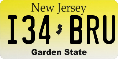NJ license plate I34BRU