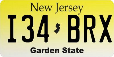 NJ license plate I34BRX
