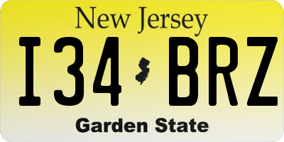 NJ license plate I34BRZ