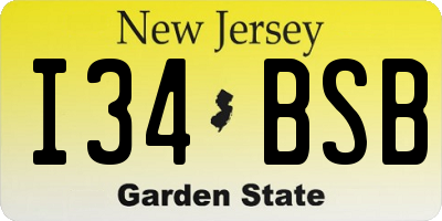 NJ license plate I34BSB