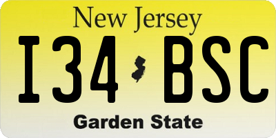 NJ license plate I34BSC