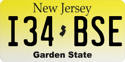 NJ license plate I34BSE