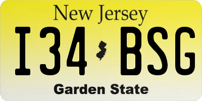NJ license plate I34BSG
