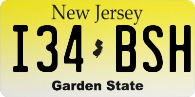 NJ license plate I34BSH
