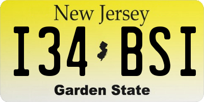 NJ license plate I34BSI