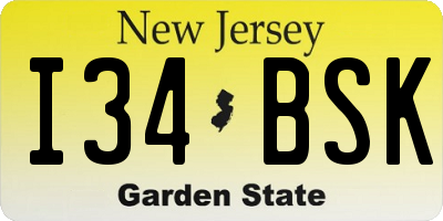 NJ license plate I34BSK