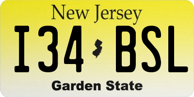 NJ license plate I34BSL