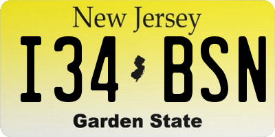 NJ license plate I34BSN