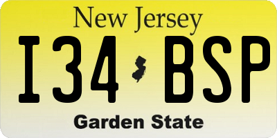 NJ license plate I34BSP