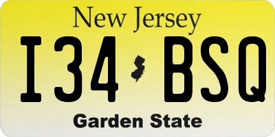 NJ license plate I34BSQ