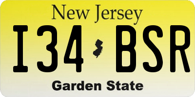 NJ license plate I34BSR