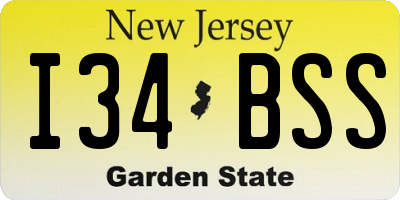 NJ license plate I34BSS