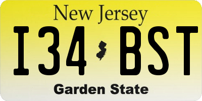 NJ license plate I34BST