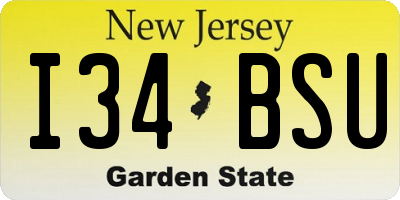 NJ license plate I34BSU
