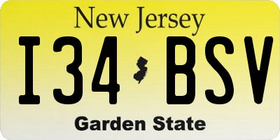 NJ license plate I34BSV