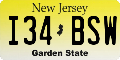 NJ license plate I34BSW