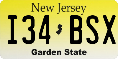 NJ license plate I34BSX
