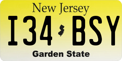 NJ license plate I34BSY