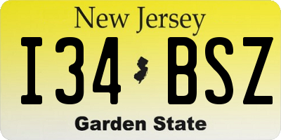 NJ license plate I34BSZ
