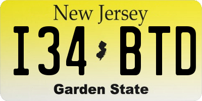 NJ license plate I34BTD