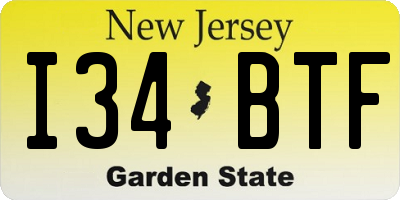 NJ license plate I34BTF