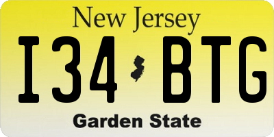 NJ license plate I34BTG