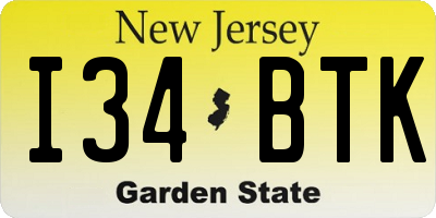 NJ license plate I34BTK