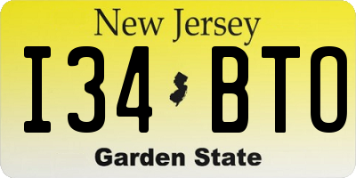 NJ license plate I34BTO