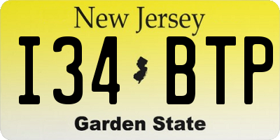 NJ license plate I34BTP