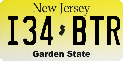 NJ license plate I34BTR